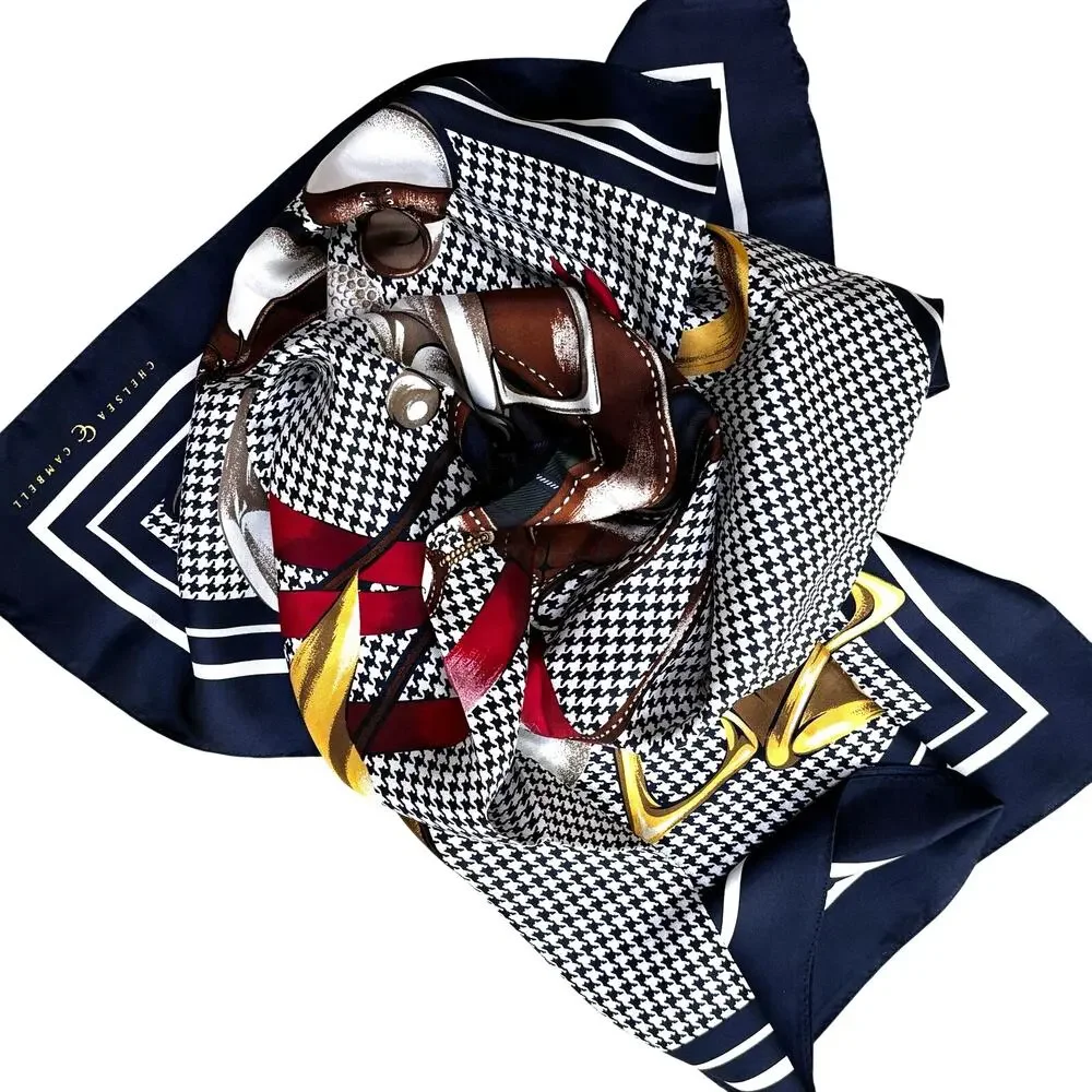 NWT Chelsea & Cambell golf theme silk scarf large 34